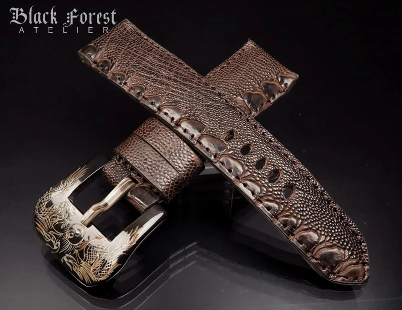24mm/22mm Padded Genuine Ostrich Leg Skin Watch Strap DD322