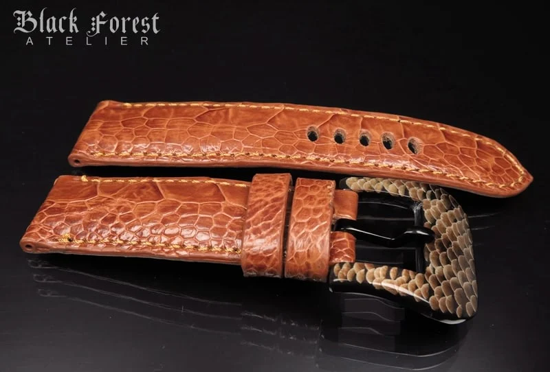 24mm/22mm Padded Genuine Ostrich Leg Skin Watch Strap DD323 – image 3