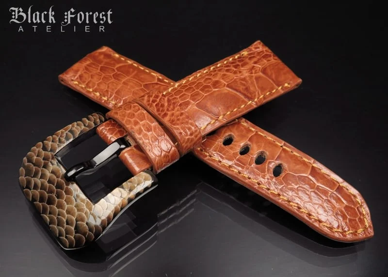 24mm/22mm Padded Genuine Ostrich Leg Skin Watch Strap DD323