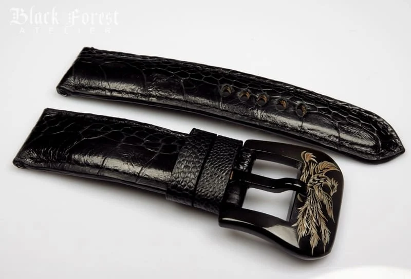 24mm/22mm Padded Genuine Ostrich Leg Skin Watch Strap DD324 – image 3