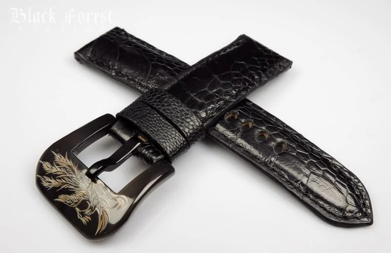24mm/22mm Padded Genuine Ostrich Leg Skin Watch Strap DD324