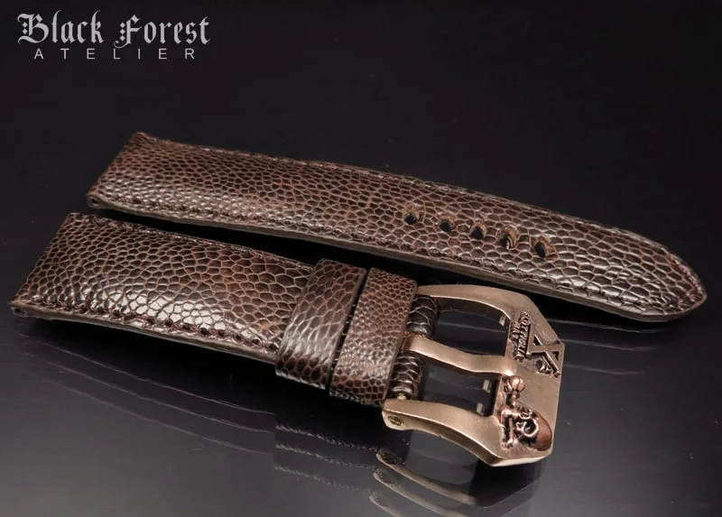 24mm/22mm Padded Genuine Ostrich Leg Skin Watch Strap DD327 – image 3