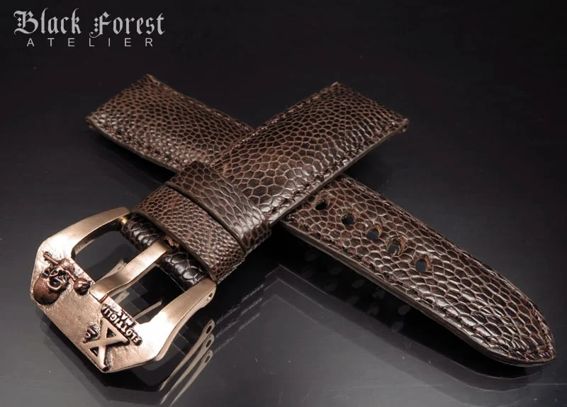 24mm/22mm Padded Genuine Ostrich Leg Skin Watch Strap DD327