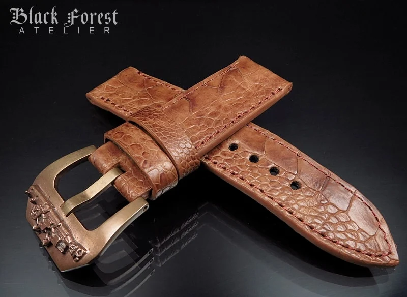 24mm/24mm Genuine Ostrich Leg Skin Watch Strap DD332