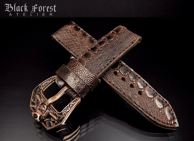 24mm/24mm Genuine Ostrich Leg Skin Watch Strap DD333