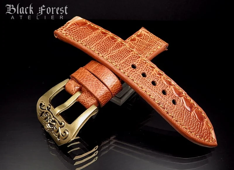 24mm/24mm Genuine Ostrich Leg Skin Watch Strap DD334