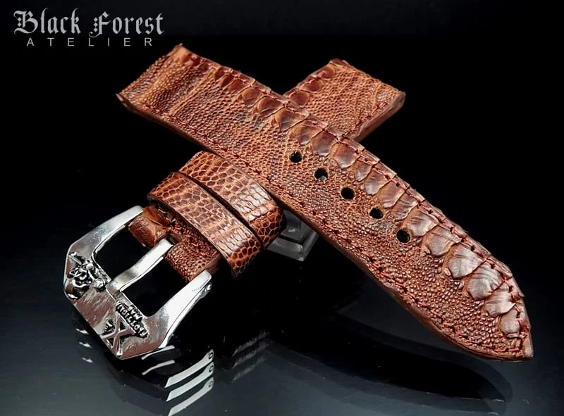 24mm/24mm Genuine Ostrich Leg Skin Watch Strap DD335