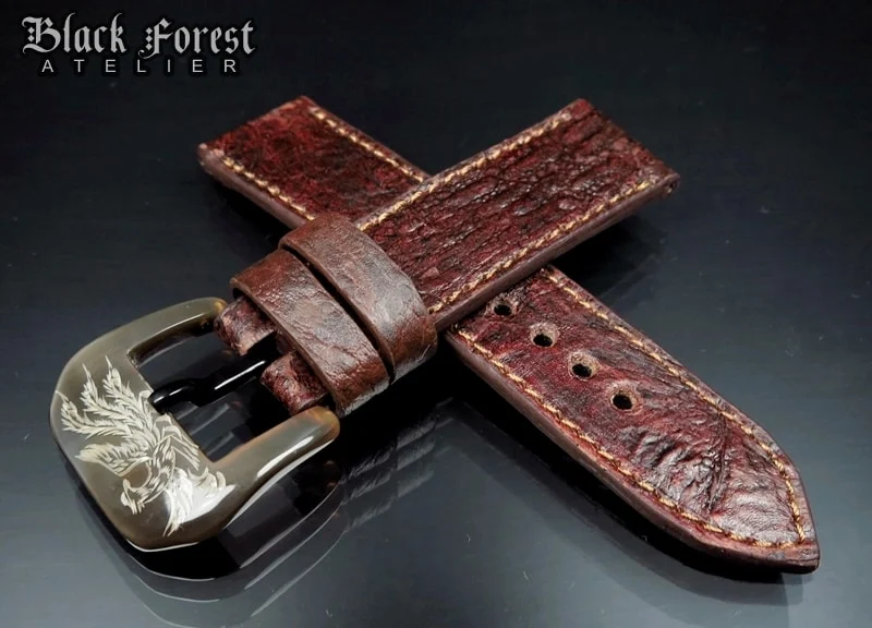 24mm/24mm Handmade Natural Toad Skin Watch Strap DE316