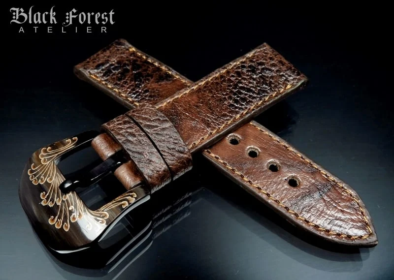 24mm/24mm Handmade Natural Toad Skin Watch Strap DE317