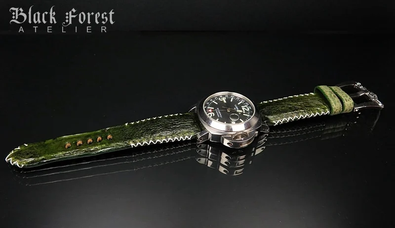 24mm/22mm Padded Handmade Toad/Frog Skin Strap Tribal Stitching DE453 – image 4