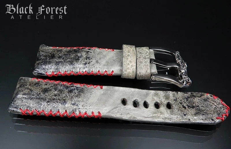 24mm/22mm Padded Handmade Toad/Frog Skin Strap Tribal Stitching DE454 – image 3