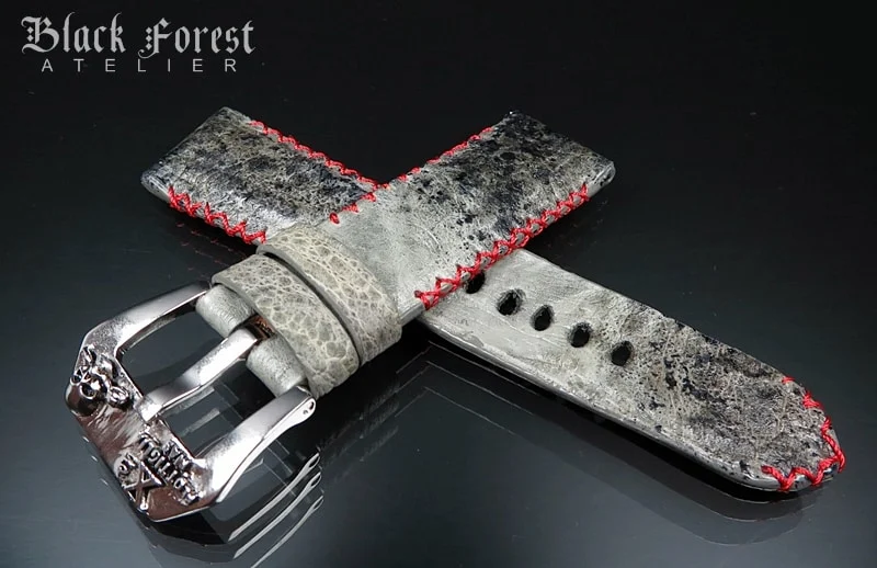 24mm/22mm Padded Handmade Toad/Frog Skin Strap Tribal Stitching DE454