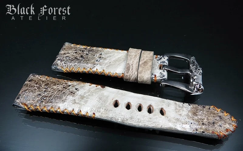 24mm/22mm Padded Handmade Toad/Frog Skin Strap Tribal Stitching DE455 – image 3