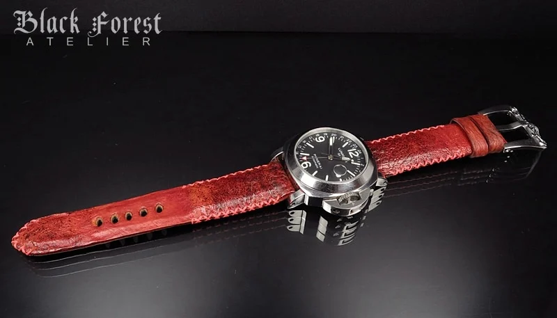 24mm/22mm Padded Handmade Toad/Frog Skin Strap Tribal Stitching DE457 – image 4
