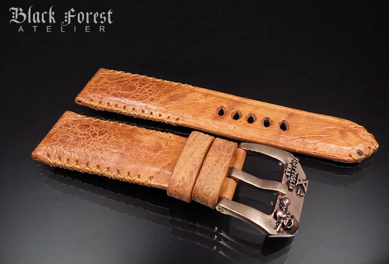 24mm/22mm Padded Handmade Toad/Frog Skin Strap Tribal Stitching DE459 – image 3