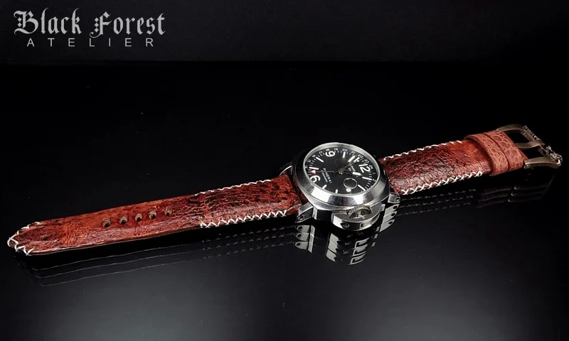 24mm/22mm Padded Handmade Toad/Frog Skin Strap Tribal Stitching DE460 – image 4