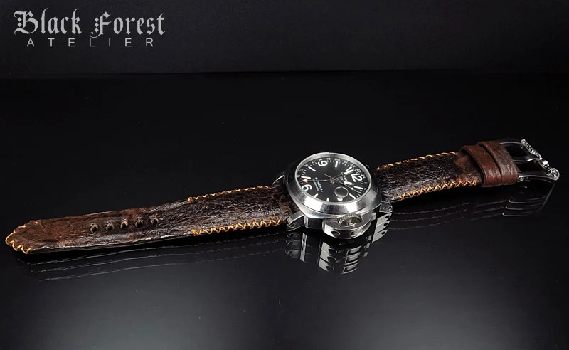 24mm/22mm Padded Handmade Toad/Frog Skin Strap Tribal Stitching DE461 – image 4