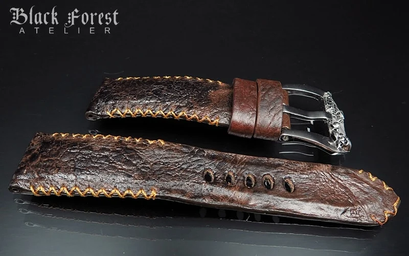 24mm/22mm Padded Handmade Toad/Frog Skin Strap Tribal Stitching DE461 – image 3