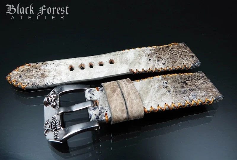 24mm/22mm Padded Handmade Toad/Frog Skin Strap Tribal Stitching DE455