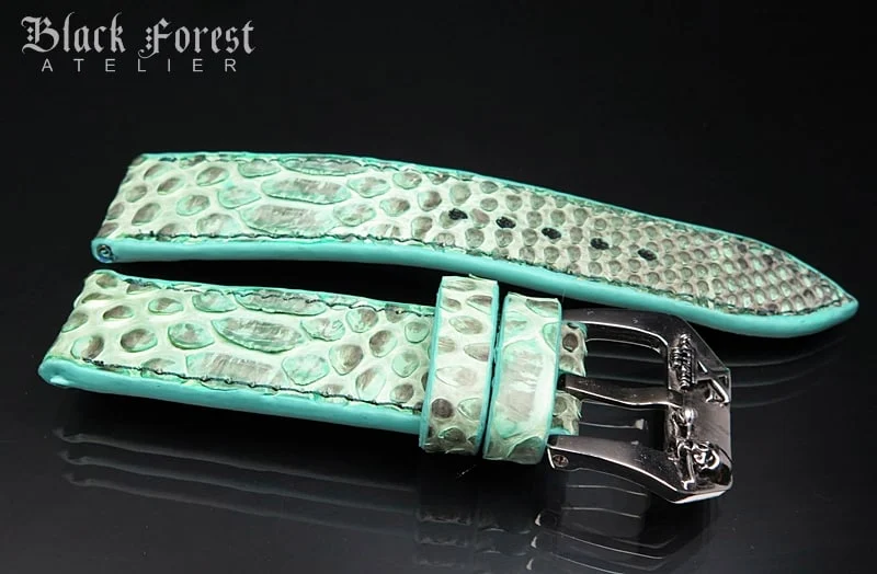 24mm/24mm Handmade Natural Color Real Python Skin Watch Strap DT340 – image 3