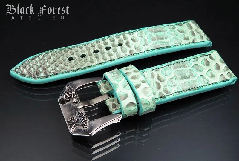 24mm/24mm Handmade Natural Color Real Python Skin Watch Strap DT340 – image 2