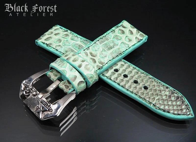 24mm/24mm Handmade Natural Color Real Python Skin Watch Strap DT340