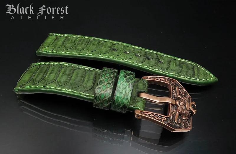 24mm/24mm Handmade Natural Color Real Python Skin Watch Strap DT341 – image 3