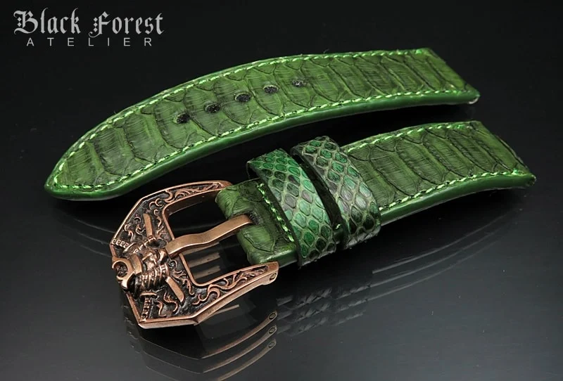 24mm/24mm Handmade Natural Color Real Python Skin Watch Strap DT341 – image 2