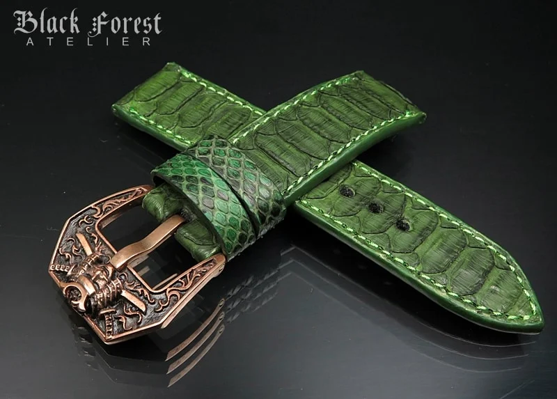 24mm/24mm Handmade Natural Color Real Python Skin Watch Strap DT341