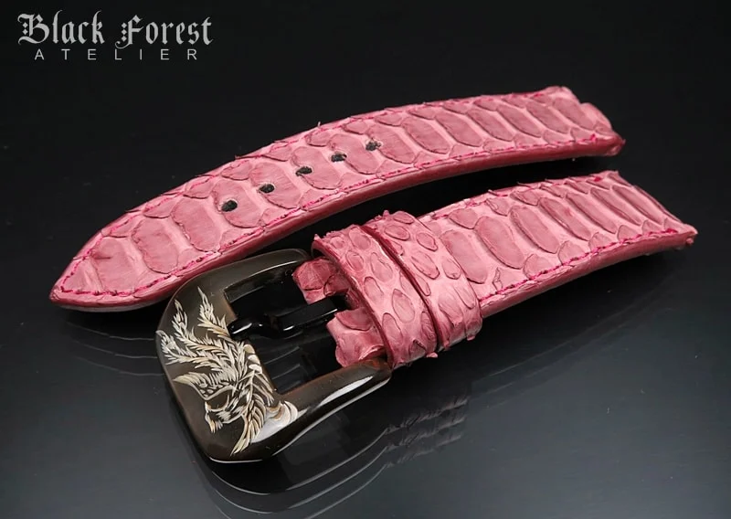 24mm/24mm Handmade Natural Color Real Python Skin Watch Strap DT342 – image 2