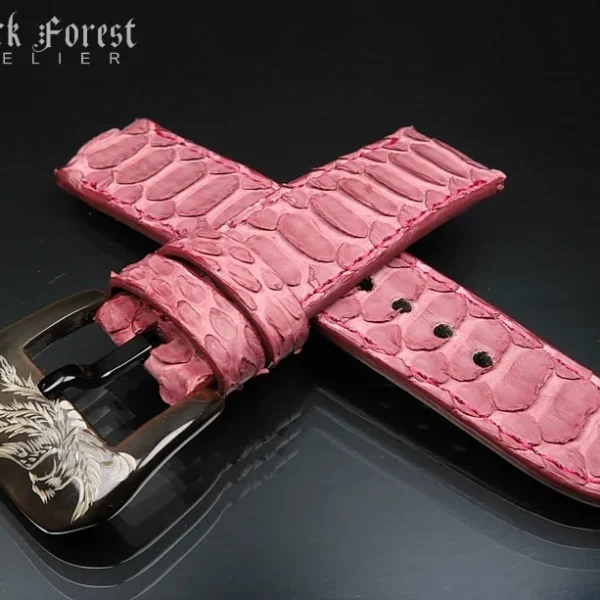 24mm/24mm Handmade Natural Color Real Python Skin Watch Strap DT342