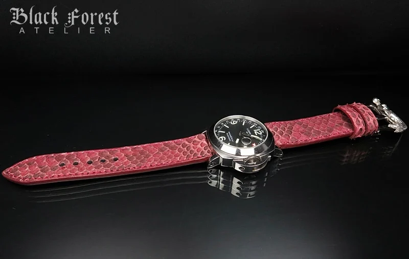 24mm/24mm Handmade Natural Color Real Python Skin Watch Strap DT343 – image 4