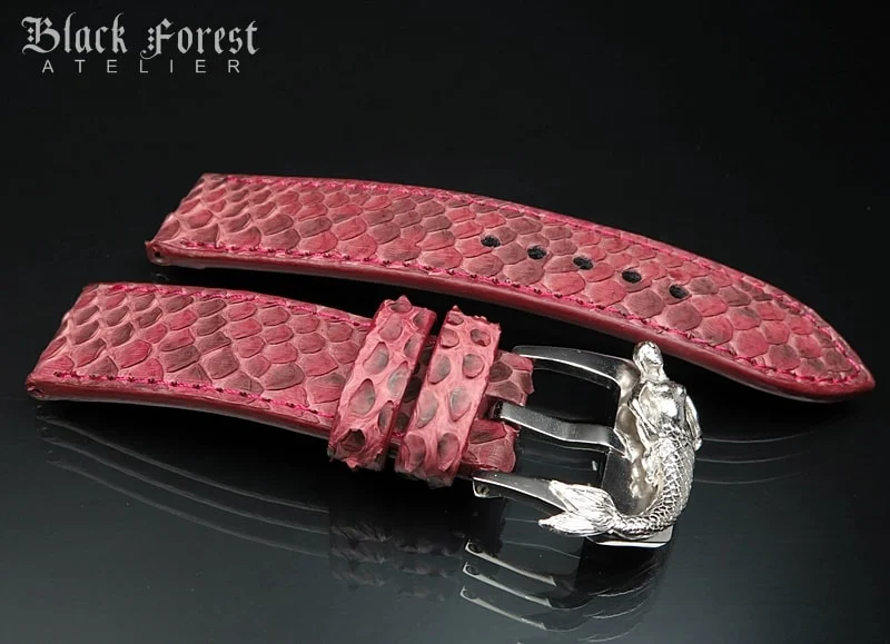 24mm/24mm Handmade Natural Color Real Python Skin Watch Strap DT343 – image 3