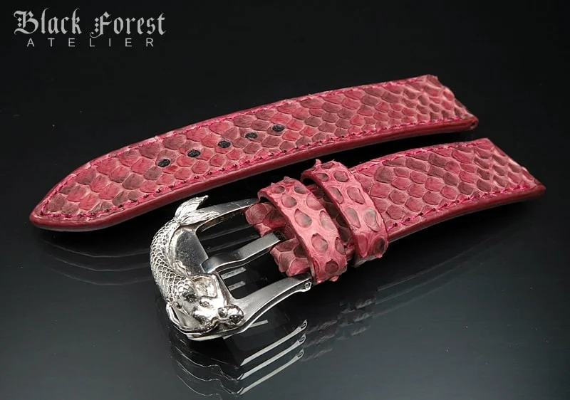 24mm/24mm Handmade Natural Color Real Python Skin Watch Strap DT343 – image 2