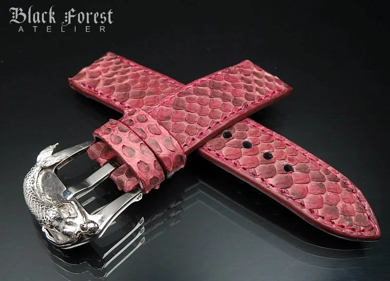 24mm/24mm Handmade Natural Color Real Python Skin Watch Strap DT343