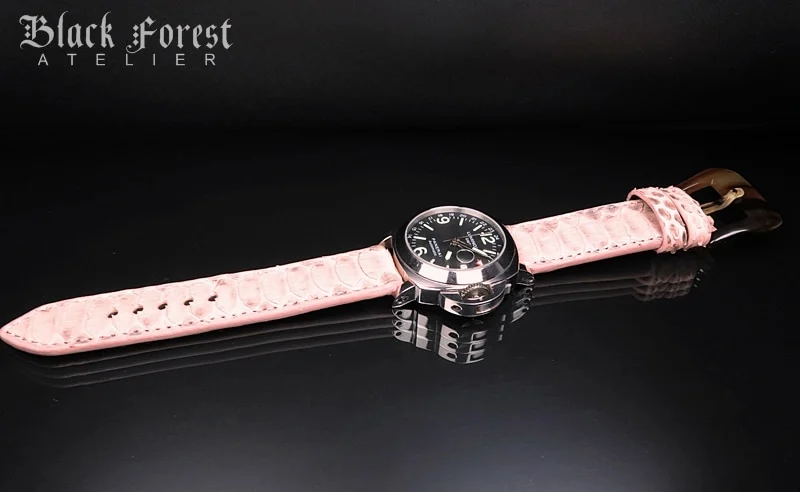 24mm/24mm Handmade Natural Color Real Python Skin Watch Strap DT344 – image 4