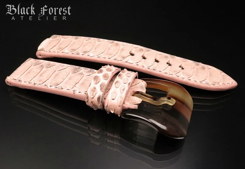 24mm/24mm Handmade Natural Color Real Python Skin Watch Strap DT344 – image 3