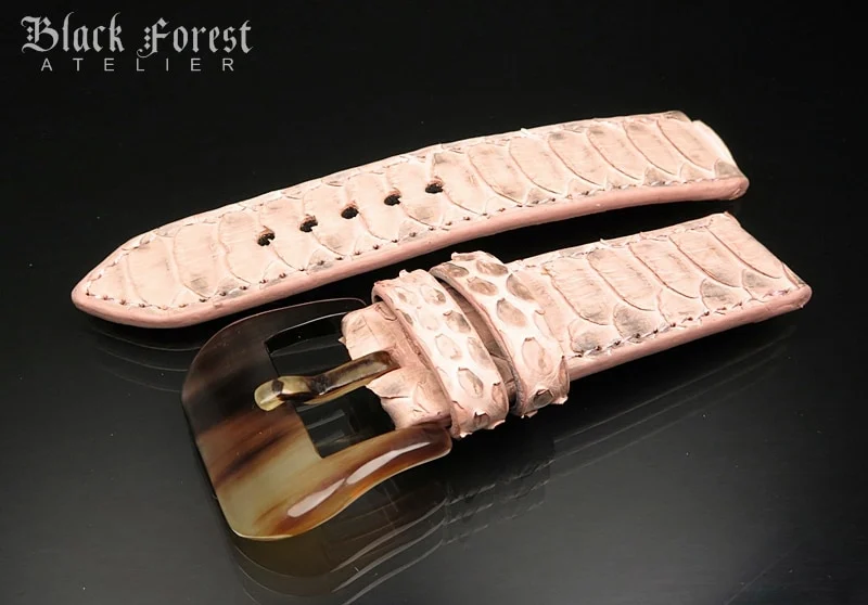 24mm/24mm Handmade Natural Color Real Python Skin Watch Strap DT344 – image 2