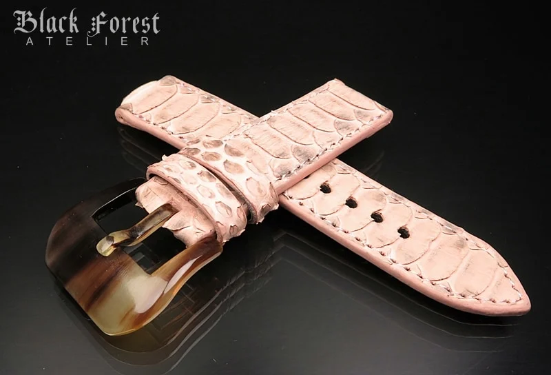 24mm/24mm Handmade Natural Color Real Python Skin Watch Strap DT344