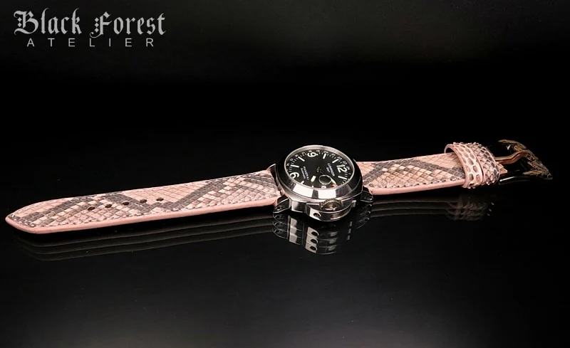 24mm/24mm Handmade Natural Color Real Python Skin Watch Strap DT345 – image 4