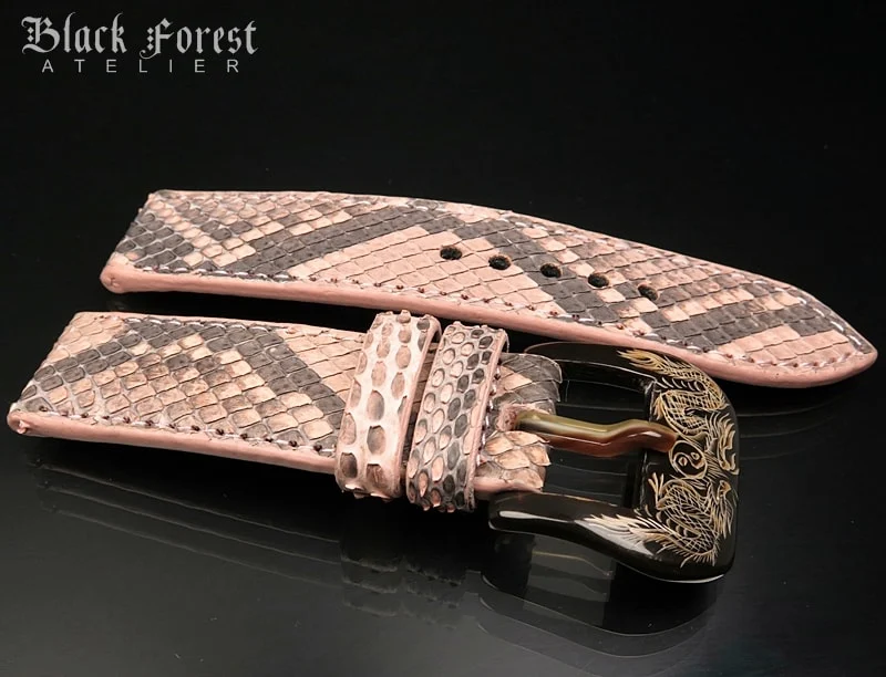 24mm/24mm Handmade Natural Color Real Python Skin Watch Strap DT345 – image 3