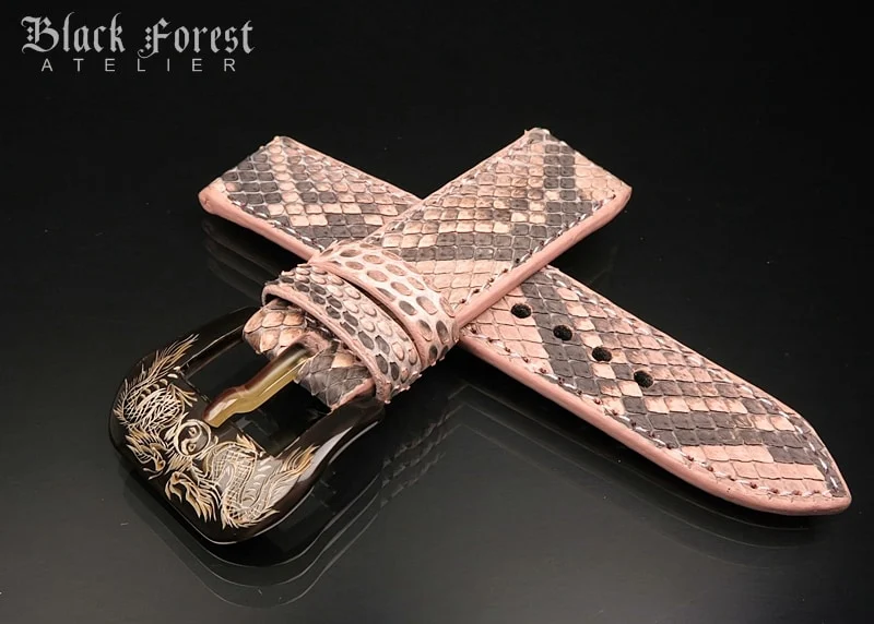 24mm/24mm Handmade Natural Color Real Python Skin Watch Strap DT345