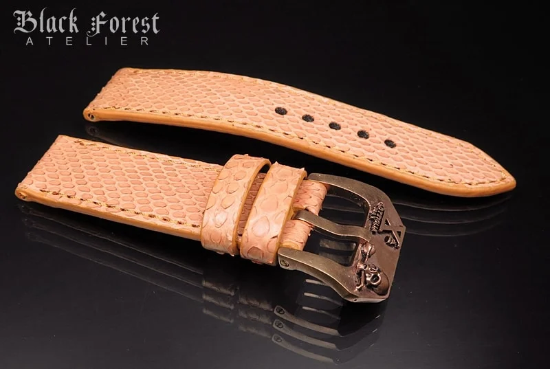 24mm/24mm Handmade Natural Color Real Python Skin Watch Strap DT346 – image 3