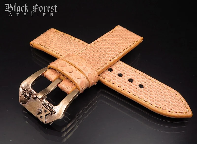 24mm/24mm Handmade Natural Color Real Python Skin Watch Strap DT346
