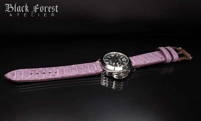 24mm/24mm Handmade Natural Color Real Python Skin Watch Strap DT347 – image 4