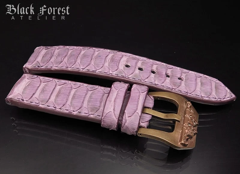 24mm/24mm Handmade Natural Color Real Python Skin Watch Strap DT347 – image 3