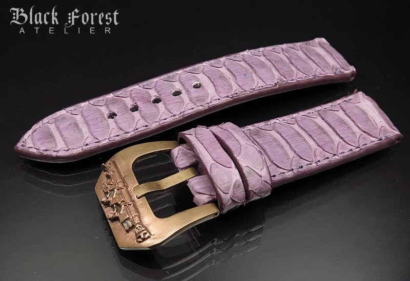 24mm/24mm Handmade Natural Color Real Python Skin Watch Strap DT347 – image 2