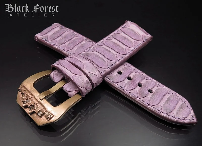 24mm/24mm Handmade Natural Color Real Python Skin Watch Strap DT347