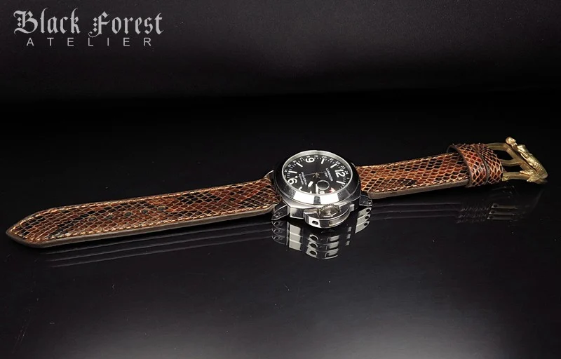 24mm/24mm Handmade Natural Color Real Python Skin Watch Strap DT348 – image 4