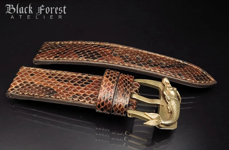 24mm/24mm Handmade Natural Color Real Python Skin Watch Strap DT348 – image 3